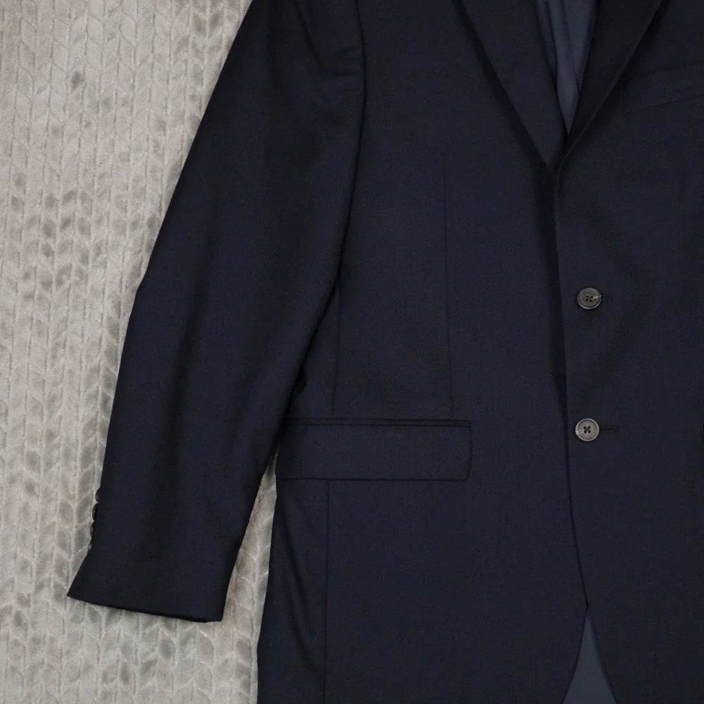 Lauren Ralph Lauren Blazer Men 38R Navy Blue Solid Sport Coat Wool Blend